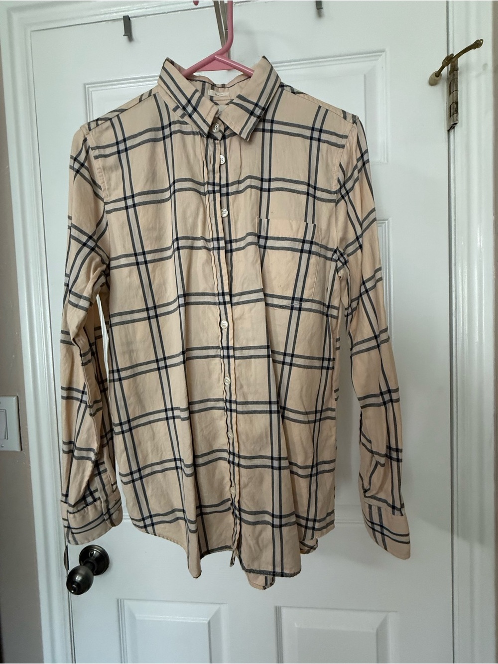 J. Crew Beige Plaid Long-Sleeve Button-Down Shirt